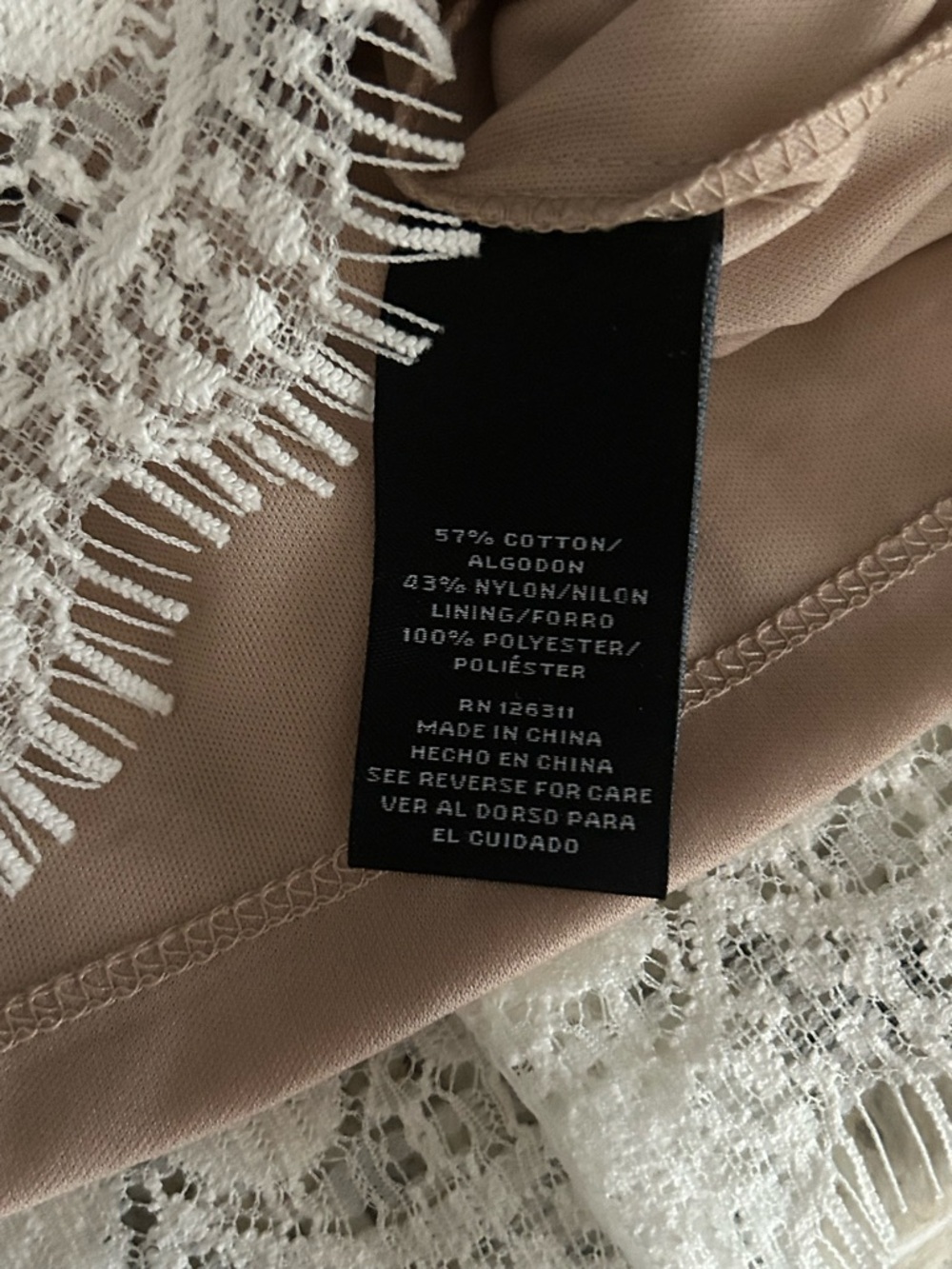 NWT Ronni Nicole Ivory Nude Crochet Lace Shift Dress 3/4 Sleeve Party Size 12 - Picture 13 of 14